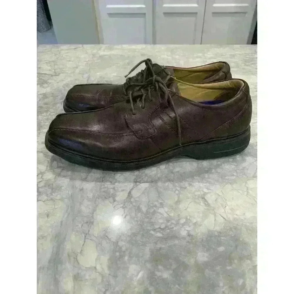 Nunn Bush Men's Comfort Gel Brown Square Toe Dress Shoes lace up size 11.5M - Picture 5 of 6
